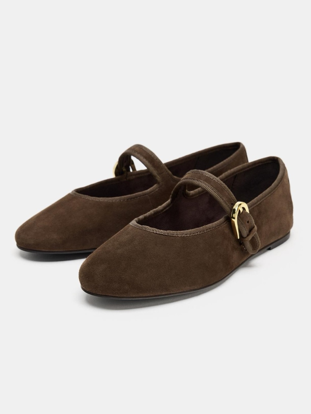 ZARA SUEDE BALLET FLATS CHOCOLATE BROWN US 8 / EU 39 SHOES FALL WINTER